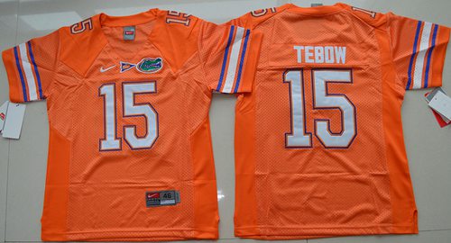 Gators #15 Tim Tebow Orange Stitched Youth NCAA Jersey - Click Image to Close